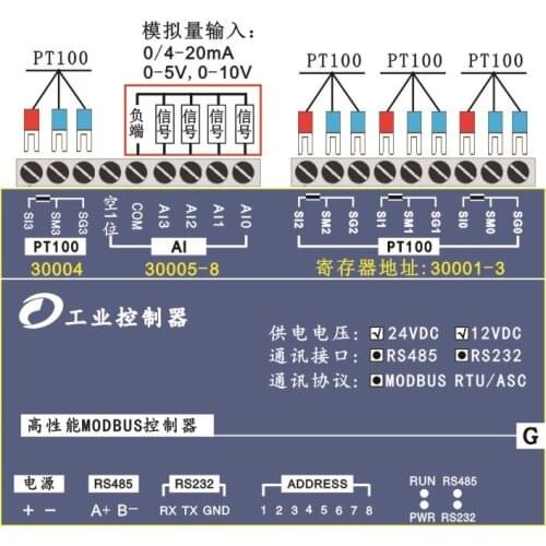 4-channel PT100 Temperature Acquisition Module Thermal Resistance Acquisition Module Modbus Protocol Standard RS485232