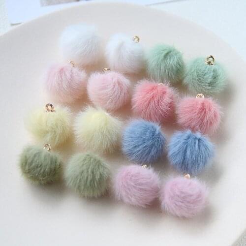 5Pcs 18MM Colorful Fur Ball Drop Charms Pendant For DIY Earring Necklace Jewelry Making