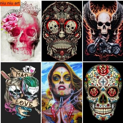 5D Full Diamond Embroidery Horror Skull Diamond Painting Diamond Embroidery Mosaic Cross Stitch Diamond Setting Home Decor