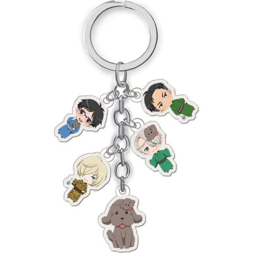 Anime YURI on ICE Keychain Cartoon Figure Victor Nikiforov Yuri Katsuki Acrylic Pendant Keyring