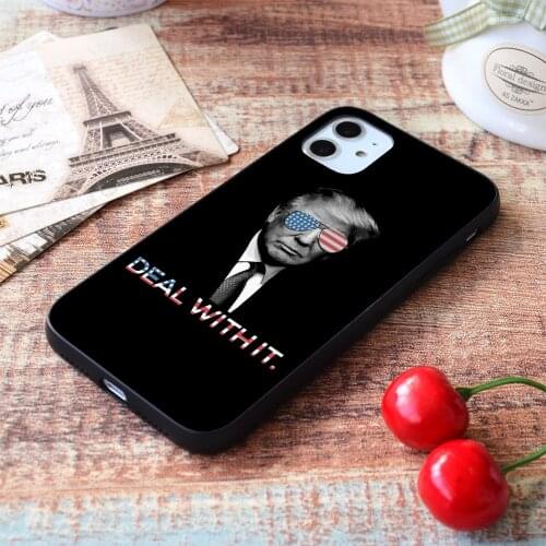 For iPhone Trump- Deal with it Soft TPU Border Apple iPhone Case