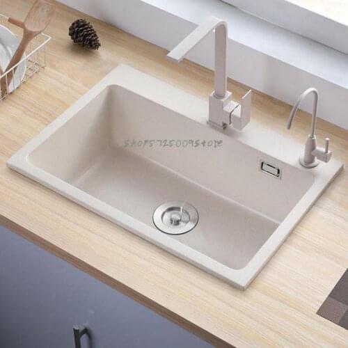 Quartz Stone Sink Single Sink Kitchen Sink Package Sink Sink Vegetable Basin Granite White