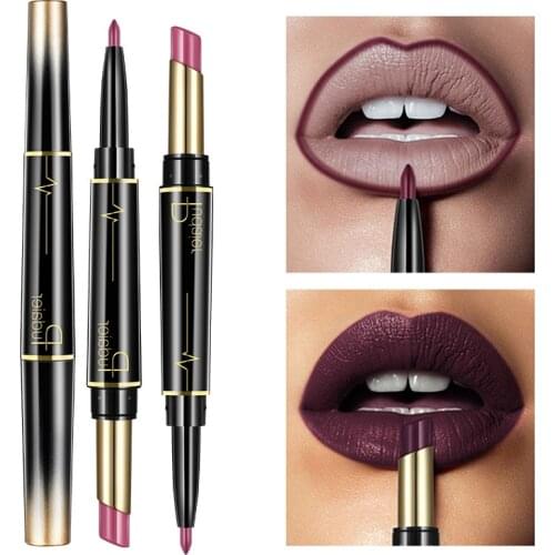 Pudaier Double-ended Matte Lipstick Wateproof Long Lasting Lipsticks Nude Red Lip Stick Makeup Cosmetic Lip Liner Pencil 16Color