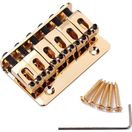 Electric Guitar Hard Tail Bridge Saddle Tailpiece for 6 String Guitar Replacement Parts, Golden