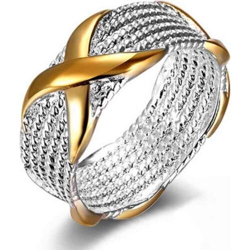 Classic Women Cross Pattern Ring Fashion Lady Ring Wedding Accessories Jewelry For Female Friend Party Birthday Best Gift