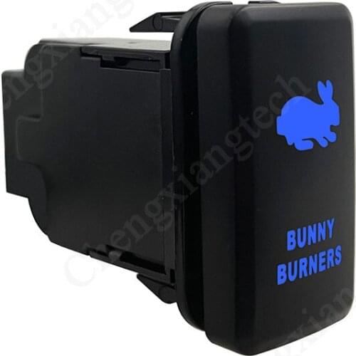 Blue LED Car Push Button Switch Bunny Burners For Toyota Prado Landcruiser Hilux FJ Cruiser ON OFF Switch + Wire 12 Volt 3Amp