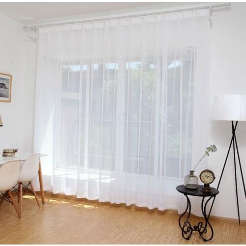 LBER 2Pcs Super Soft Great Hand Feeling White Tulle Curtains for Living Room Decoration Modern Veil Chiffon Solid Sheer Voile