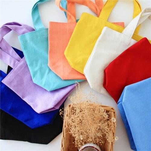 Small cloth bag solid color cotton canvas bag coin purse cute fabric purse mini coin purse portable small square bag clutch bag