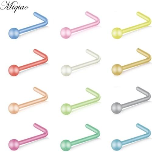 Miqiao 12pcs Explosive All-match L Rod Threaded Ball Nose Nail Set Piercing Jewelry