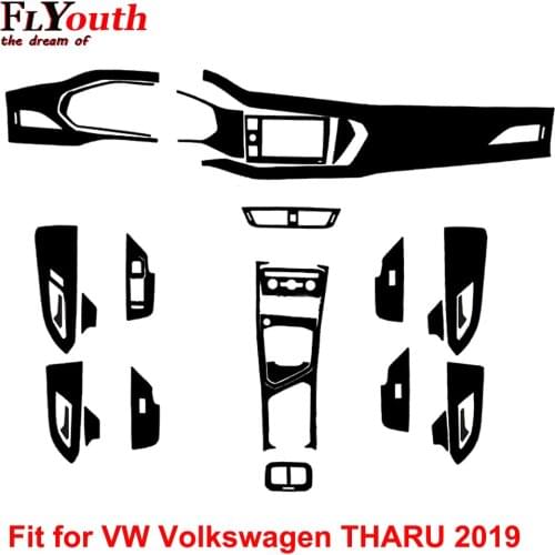Carbon Fiber Sticker for Volkswagen VW THARU 2019 Car Gear Shift Panel Water Cup Holder Panel Frame Cover Trim Car Styling