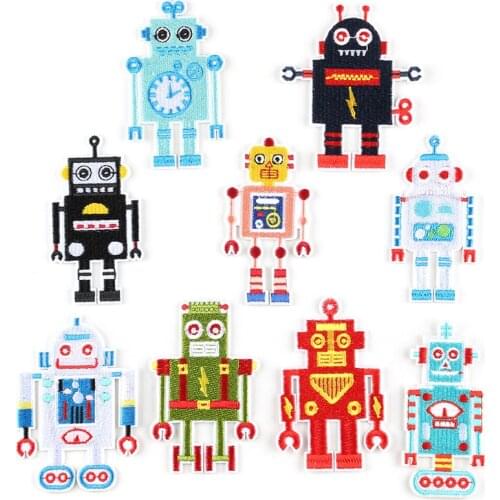 9pcs Cartoon robot Series For Clothes Iron on Embroidered Patches For Hat Jeans Sticker Sew-on DIY Ironing Patch Applique Badge