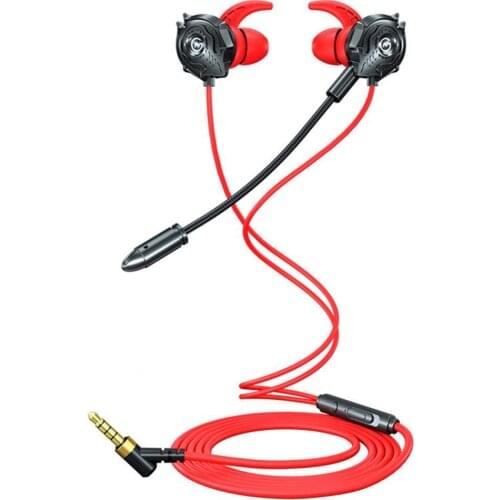 G500 Earphone In Ear Stereo Sound with Microphone L-Shaped Wired Gaming In-ear Earphone with Mic for Tablets Durable