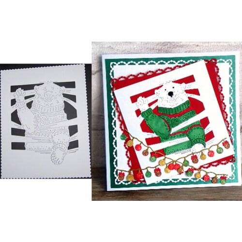 Wearing a Sweater Bear Happy Animal Hollow Frame Metal Cutting Dies For DIY Scrapbooking Paper Cards Crafts Dies New 2019