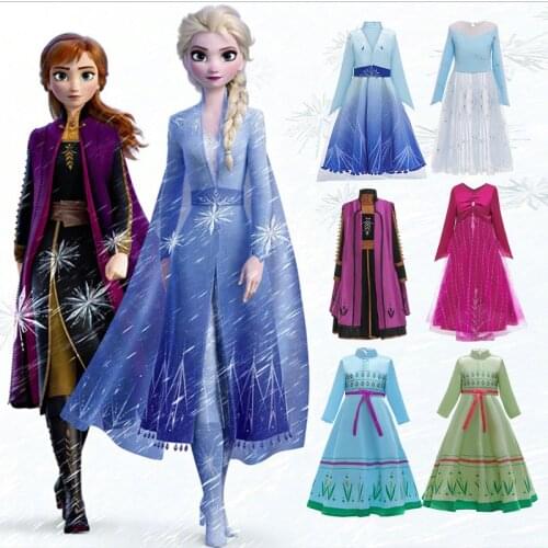 2021 New kids Girls Princess Costume Anna Elsa Dress Clothes Snow Queen 2 Elsa girl party Dress Birthday Dresses