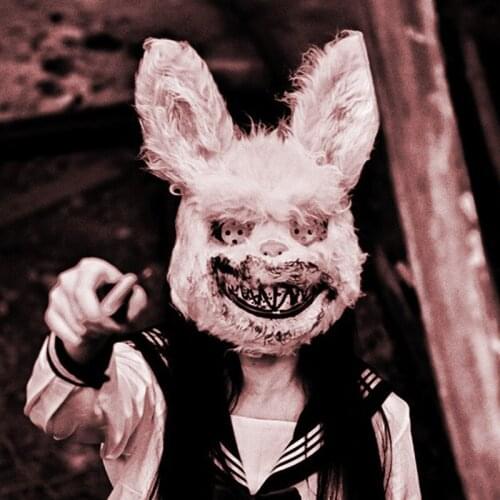 2021 New Scary Halloween Mask Bloody Killer Rabbit Mask Teddy Bear Halloween Plush Cosplay Horror Safe Non-Toxic Mask Kids Adult