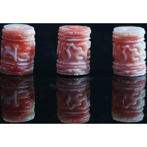 New pink artificial coral drum cylinder column loose beads 8*11mm carving diy accessories 5pcs B915