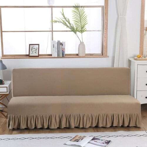 Yaapeet 1pc Solid Color Sofa Bed Slipcovers Elastic Plant Printed Sofa Bed Cover with Ruffle Europe Polyester Sofa Covers