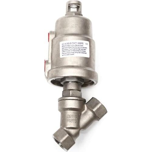 1/2 Female Y-Shaped Angle Seat Valve 304 Stainless Steel Pneumatic Actuated Steam Gas Oil Water Steam
