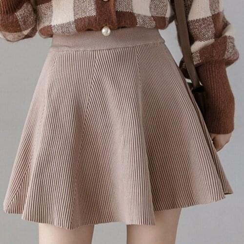 Casual Women Skirts Winter Korean Empire Sweet Solid Mini Women Skirt Office Lady Cute Above Knee A-Line High Waist Skirt