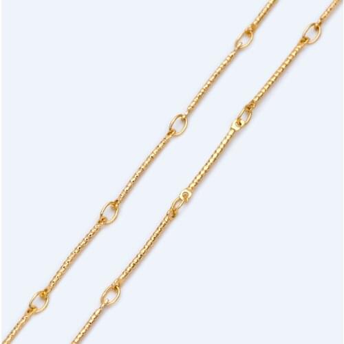 Gold plated Brass Bar Chains, 16.6mm Stick Bar connector, Jewelry Craft Chain Wholesale (#LK-425)/ 1 Meter=3.3 ft