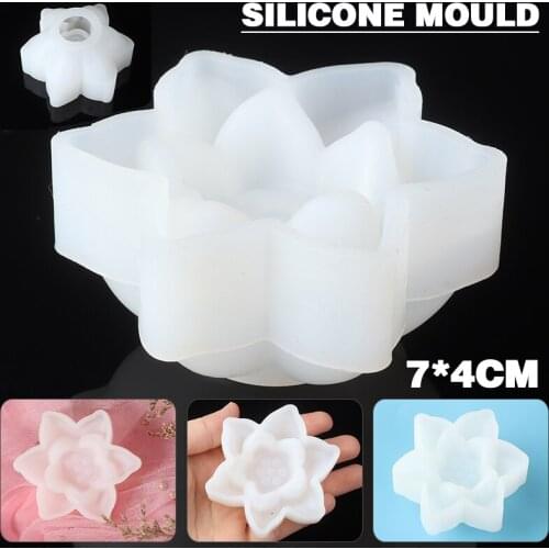 Transparent Silicone Lotus Flower Mold Making Flower Mold Epoxy Resin Crafts Tool DIY Candle Stand Candlestick Home Decoration