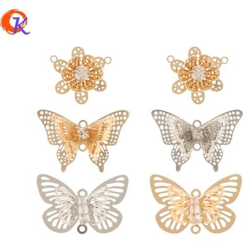 Cordial Design 50Pcs Jewelry Accessories/CZ Earring Connectors/Sheet Copper/Butterfly Shape/DIY Parts/Hand Made/Earring Findings