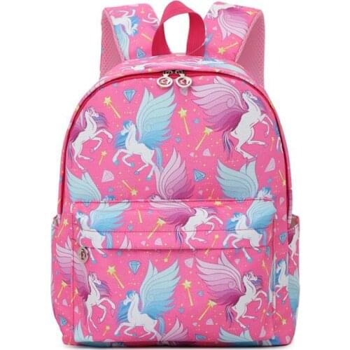 Girl School Bags Child Pink Unicorn Nylon Printing Backpack Kindergarten Student Cute Girls Childrens Schoolbag Waterproof Kid