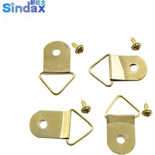Universal Strong Golden D Rings Decor Picture Frames Hanger Hooks Hanging With Screws Helper 50Pcs/lot