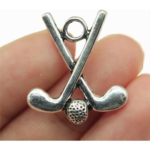 WYSIWYG 5pcs 25x22mm Golf Ball Clubs Charm Pendants Jewelry Making Golf Clubs Ball Pendants Charm Golf Clubs