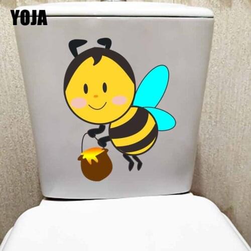 YOJA 16.8X21.8CM Hand Painted Cute Little Bee Pattern Wall Sticker Toilet Seat Decal Kids Room Decoration T5-0997