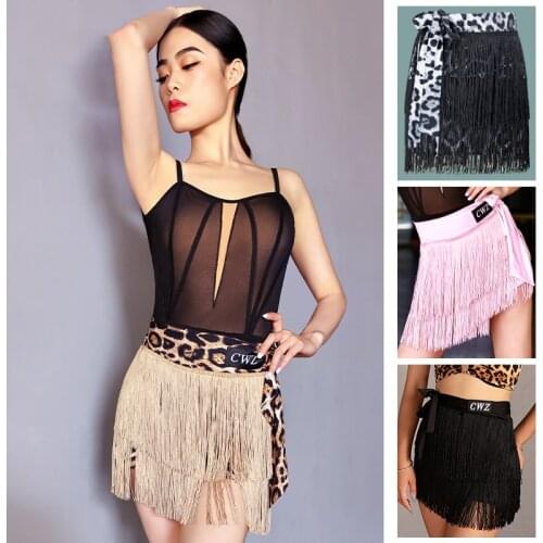 Latin Dance Skirt Women Sexy Fringed Skirts Hip Scarf Triangle Scarf Samba Salsa Cha Cha Tango Wear Practice Clothing DN6490
