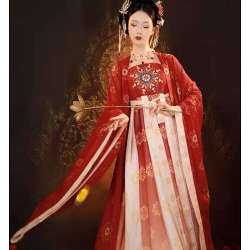 Ancient Women Elegant Hanfu Dress Retro Tang Dynasty Dance Costumes Traditional Chinese Fairy Embroidery Stage Fork Clothing