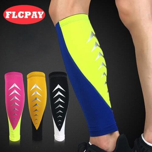 2018 New 1 Pair Base Compression Shin Guard Leg Sleeves Cycling Men Women Printed Leg Warmers Running Soccer Sports Calf Support