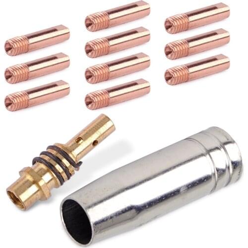 12pcs/Set Power Nozzles 0.9mm M6 Contact Tube Holder Inert Nozzle For MB-15AK MIG / MAG welding torch