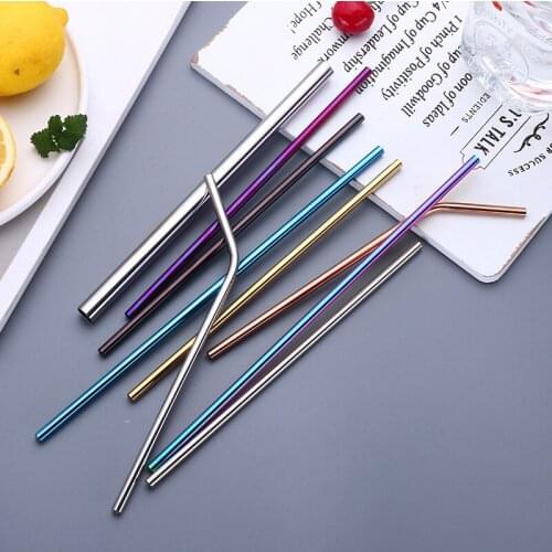 2/4/8Pcs Reusable High Quality Drinking Straw 304 Stainless Steel Colorful Metal Straw with Cleaning Brush for Mugs 20/30oz