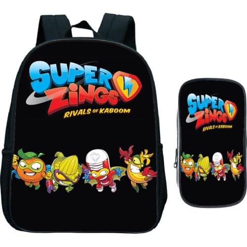 Child Hot Game Super Zings Kindergarten Backpack 2pcs Set Superzings Primary School Bag Children Bookbag Gift(Rucksack+Pen Bag)