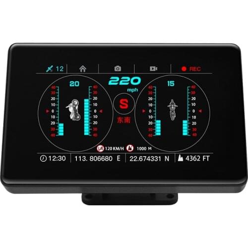 5.2 inch 3 in 1 Dual Camera GPS HUD Inclinometer Dashcam Slope Meter GPS Speedometer Compass Clock Motorcycles Dash Cam