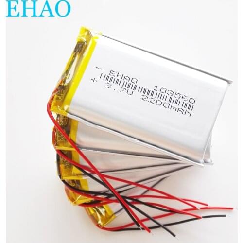 5 pcs EHAO 103560 3.7V 2200mAh Lithium Polymer LiPo Rechargeable Battery For Mp3 GPS PAD DVD Power bank speaker camera Recorder