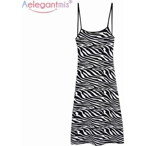 Aelegantmis Sexy Zebra Backless Lace Spaghetti Strap Dress Women Sleeveless Square Collar Long Dress Summer Empire Chic Vestidos
