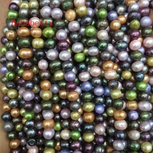 NEW Natural freshwater multicolor 8-9MM potato pearl loose beads 14"