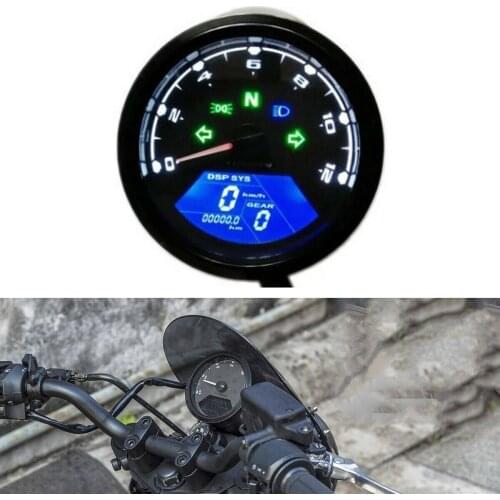 Black Digital Motorcycle LCD Instrument Screen Speedometer Odometer Tachometer
