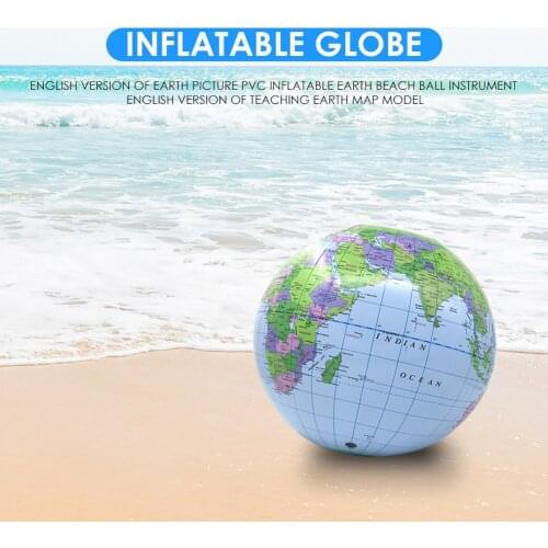 Globe World Earth Ocean Map Kids Educational Toy Inflatable Beach Ball Geography for School Children Studying Decor
