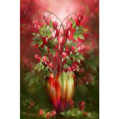GLymg 5D Diamond Painting Craft Bleeding Heart In Vase Diamond Embroidery Bright Rhinestones Embroidery Diamond Wall Arts Decor