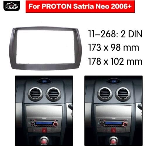 HUANAV Car Radio Fascia Car CD DVD fascia For 2006+ PROTON SATRIA NEO 2DIN Stereo Fascia Dash CD Trim Installation Frame Panel