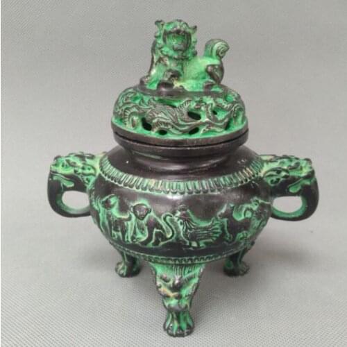 China bronze twelve zodiac incense burner crafts statue