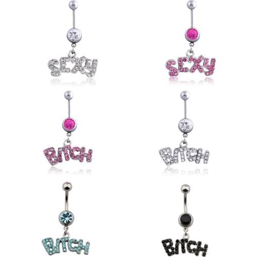 Letter Belly Ring Sexy Navel Piercing Surgical Steel Belly Bar Pircing Ombligo Belly Button Ring Dance Club Party Jewelry