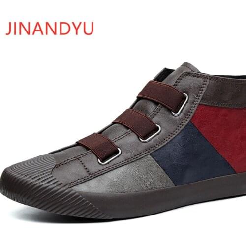 Casual Leather Shoes Men Boots High Top Oxford Sneakers Men Classic Sports Shoes Waterproof Mens Leather Shoes Fashion Vintage