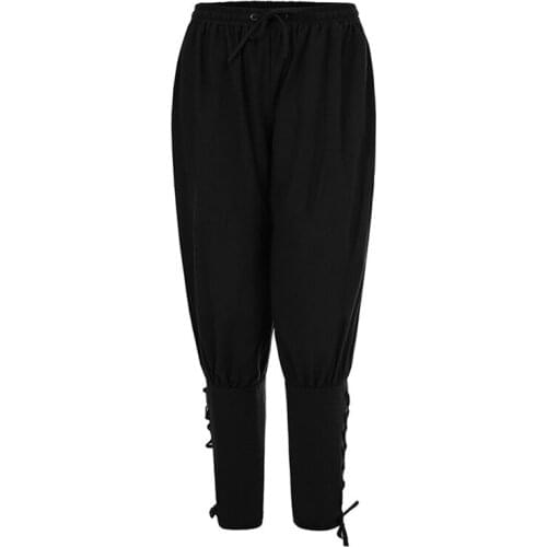 Medieval Adult Men Cosplay Pants Renaissance Costume Loose Pants Black Brown Leg Trouser Anime Cosplay Pants for Male