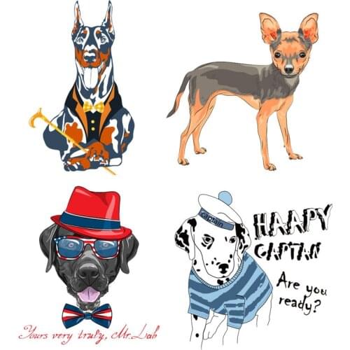 Dog Boy Clothing Stickers Iron On Patches Diy Heat Transfers Patch For Clothes Boy Girl T-shirt Appliques Decoration