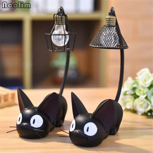 NOOLIM Home Decoration Accessories Manualidades Miniature Decoration Small Cat Night Light Resin Crafts Cafe Bar Decoration